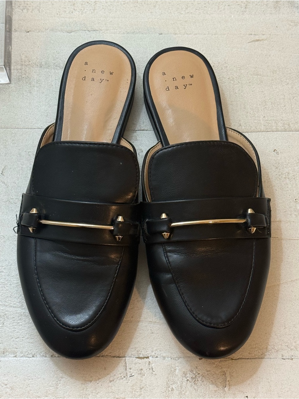 A New Day Womenās Black Slip-On Mule Loafer Flats, US 7